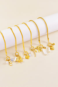 Gold Bow Charm Snake Chain Necklace