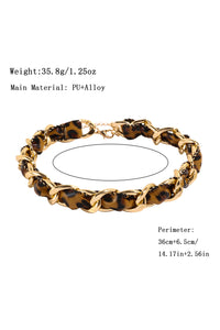 Cinnamon Leopard Print PU Chain Choker Necklace