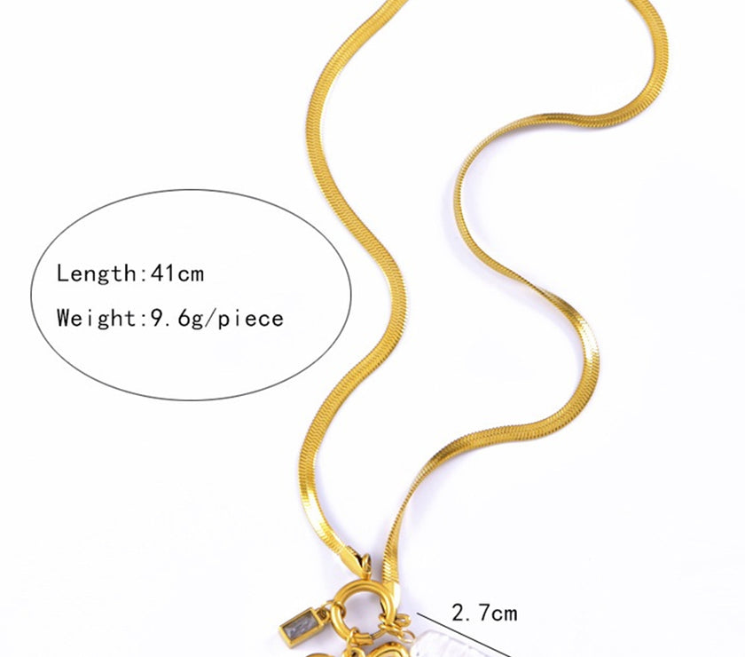 Gold Bow Charm Snake Chain Necklace