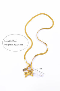 Gold Bow Charm Snake Chain Necklace