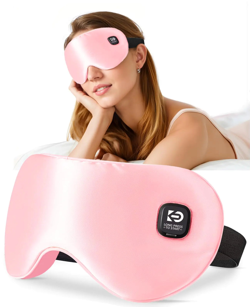 Wireless Heated Eye Mask Pink for Dry Eyes Eye Strain Stye Rechargeable Heated Sleeping Eye Mask Suitable for Airplane Business Trip Complete Light Blocking and Washable