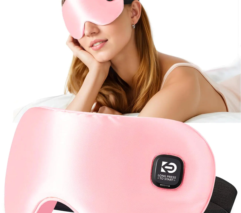 Wireless Heated Eye Mask Pink for Dry Eyes Eye Strain Stye Rechargeable Heated Sleeping Eye Mask Suitable for Airplane Business Trip Complete Light Blocking and Washable