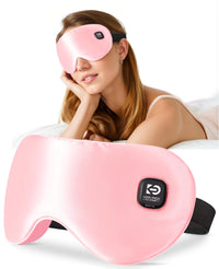 Wireless Heated Eye Mask Pink for Dry Eyes Eye Strain Stye Rechargeable Heated Sleeping Eye Mask Suitable for Airplane Business Trip Complete Light Blocking and Washable