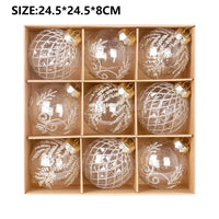 8CM 9PCS Transparent Christmas Balls Set White Red Champagne Green Xmas Balls DIY Christmas Tree Ornaments Christmas Gifts