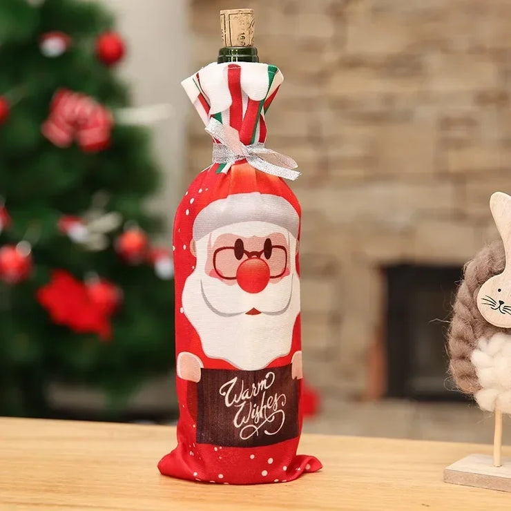 Christmas Wine Bottle Cover Merry Christmas Decorations For Home 2025 Christmas Ornament Xmas Navidad Natal Gifts New Year 2026