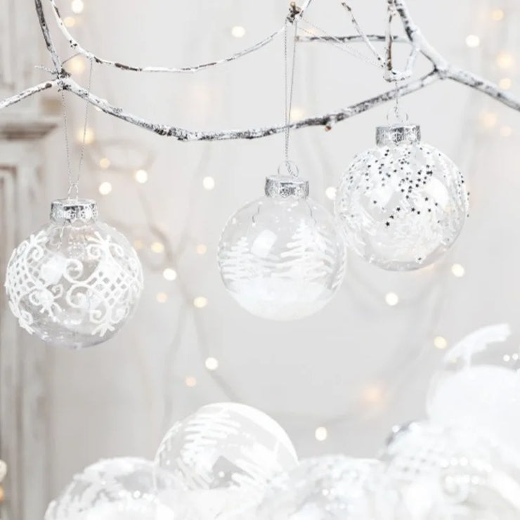 8CM 9PCS Transparent Christmas Balls Set White Red Champagne Green Xmas Balls DIY Christmas Tree Ornaments Christmas Gifts