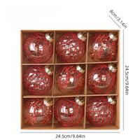 8CM 9PCS Transparent Christmas Balls Set White Red Champagne Green Xmas Balls DIY Christmas Tree Ornaments Christmas Gifts