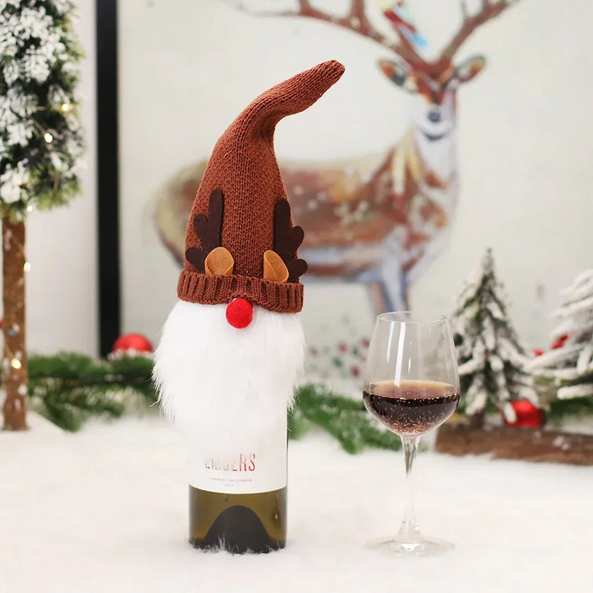 Christmas Wine Bottle Cover Merry Christmas Decorations For Home 2025 Christmas Ornament Xmas Navidad Natal Gifts New Year 2026