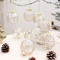 8CM 9PCS Transparent Christmas Balls Set White Red Champagne Green Xmas Balls DIY Christmas Tree Ornaments Christmas Gifts