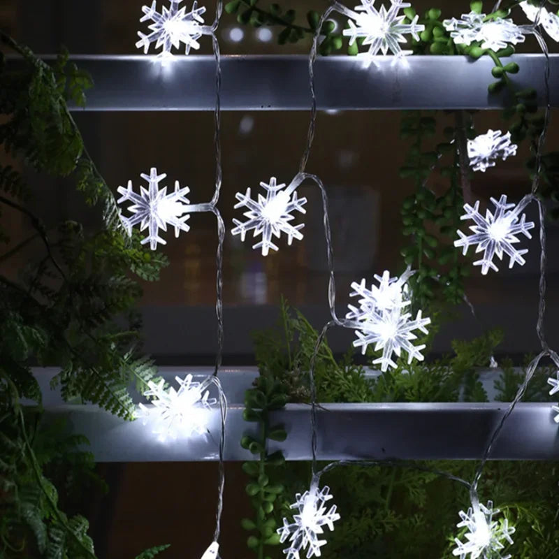 Christmas Fairy Light Snowflake LED String Light Garland Decoration for Home Xmas Santa Claus Gifts New Year Ornament
