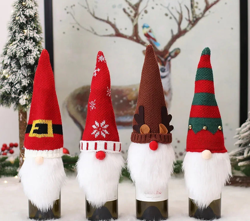 Christmas Wine Bottle Cover Merry Christmas Decorations For Home 2025 Christmas Ornament Xmas Navidad Natal Gifts New Year 2026