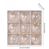 8CM 9PCS Transparent Christmas Balls Set White Red Champagne Green Xmas Balls DIY Christmas Tree Ornaments Christmas Gifts