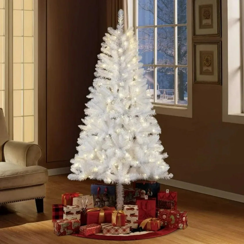 Holiday Time 6.5' Pre-Lit LED Paxton Pine Christmas Tree-White, 620 branch tips, 200 lights