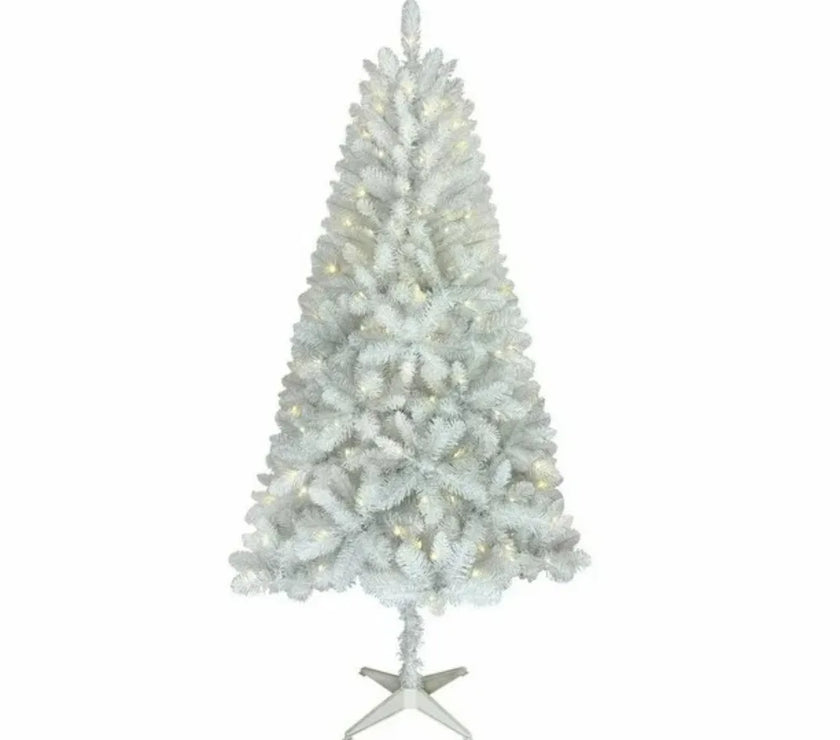 Holiday Time 6.5' Pre-Lit LED Paxton Pine Christmas Tree-White, 620 branch tips, 200 lights