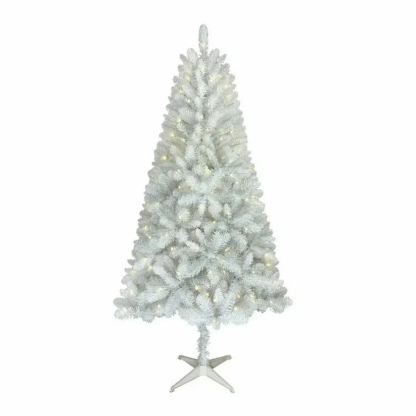 Holiday Time 6.5' Pre-Lit LED Paxton Pine Christmas Tree-White, 620 branch tips, 200 lights
