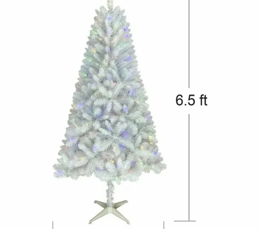 Holiday Time 6.5' Pre-Lit LED Paxton Pine Christmas Tree-White, 620 branch tips, 200 lights