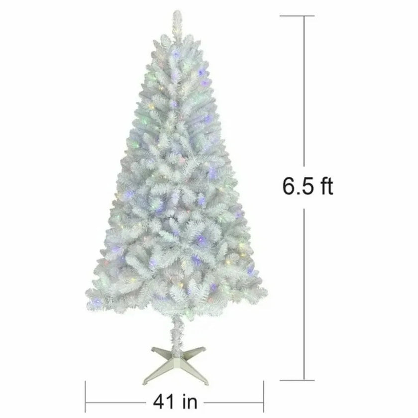 Holiday Time 6.5' Pre-Lit LED Paxton Pine Christmas Tree-White, 620 branch tips, 200 lights