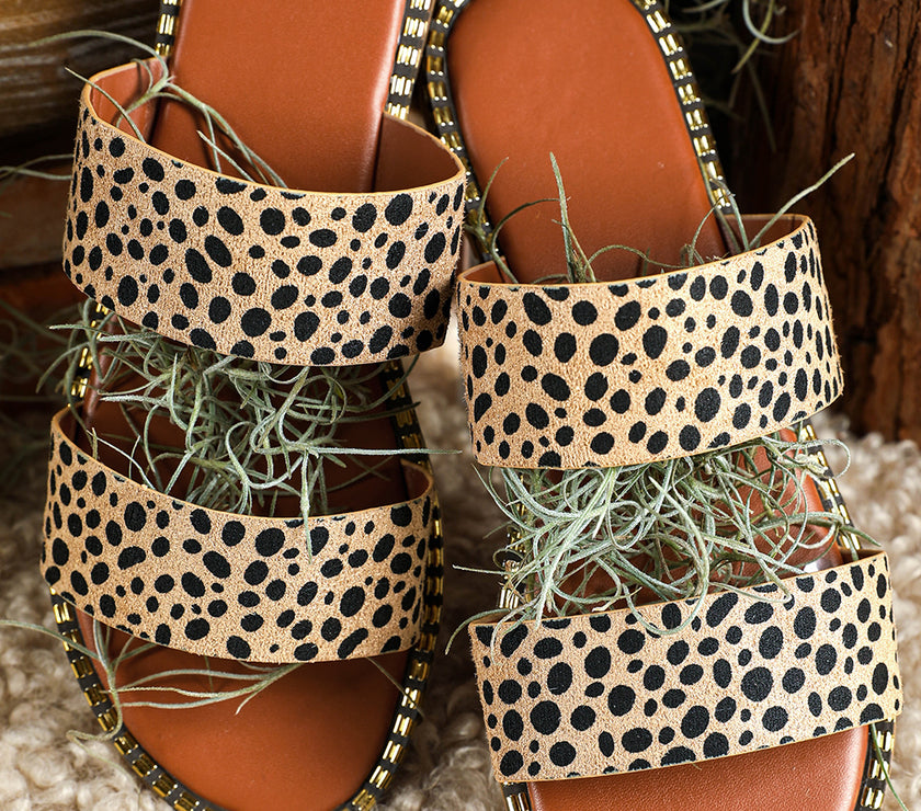 Leopard Strap Casual Flat Slides Shoes