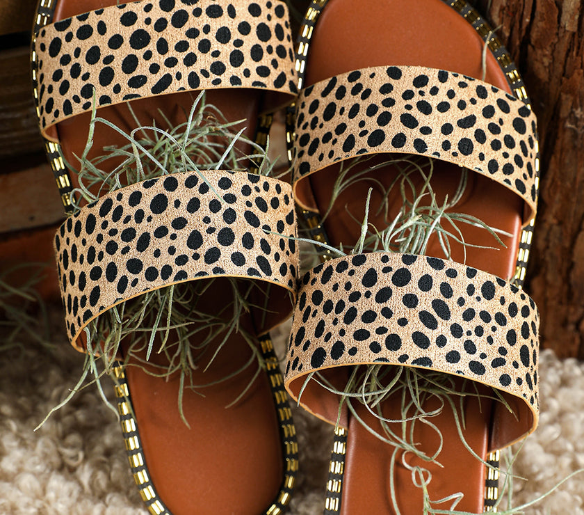 Leopard Strap Casual Flat Slides Shoes