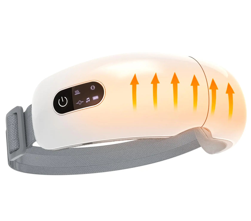 Ssoiew Eye Massager with Heat Heated Eye Mask with Bluetooth Music Air Pressure Vibration Voice Play Eye Massager Eye Mask for Relax Eye Gifts for Women/Men