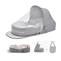 PGONEEE Baby Travel Bassinet Portable Bassinets Foldable Carry Bag Bassinet Travel Crib for Baby Co-Sleeping Lightweight Baby Lounger Pod Infant Bed with 2-1 Mosquito & Canopy (Grey)