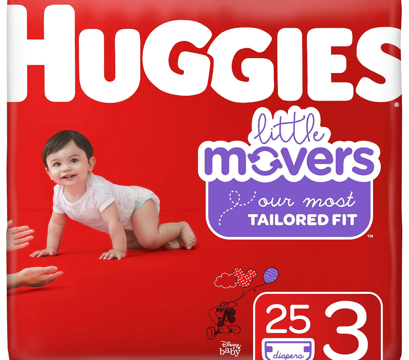 HUGGIES Little Movers Diapers Size 3 (16-28 lb.) 25 Ct. (Packaging May Vary) for Active Babies